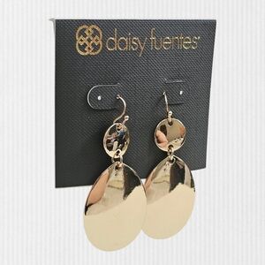 Daisy‎ Fuentes Sparkly Teardrop circle Gold Tone dangle drop Earrings NWT